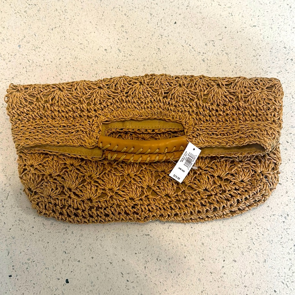 Woven raffia clutch / top handle handbag, never used, with tags